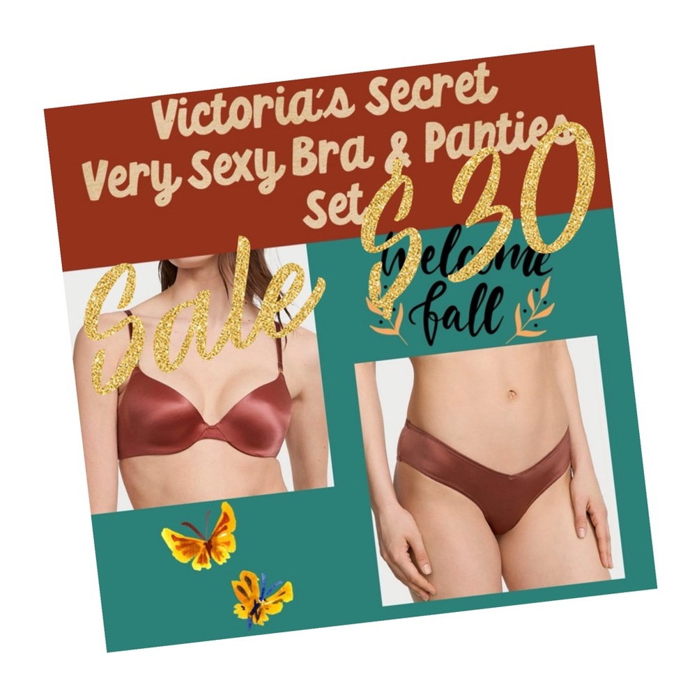 Victoria's Secret Very Sexy Push Up Bra & Thong Panties Set - Clay- 34DD/M *NWT*